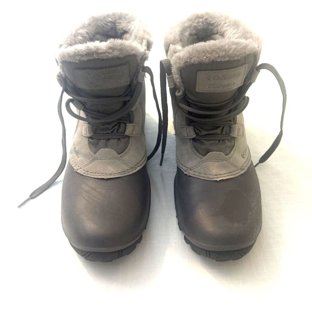 Columbia Sierra Summette Women’s Short Snow Boots Gray Faux Fur Size 12